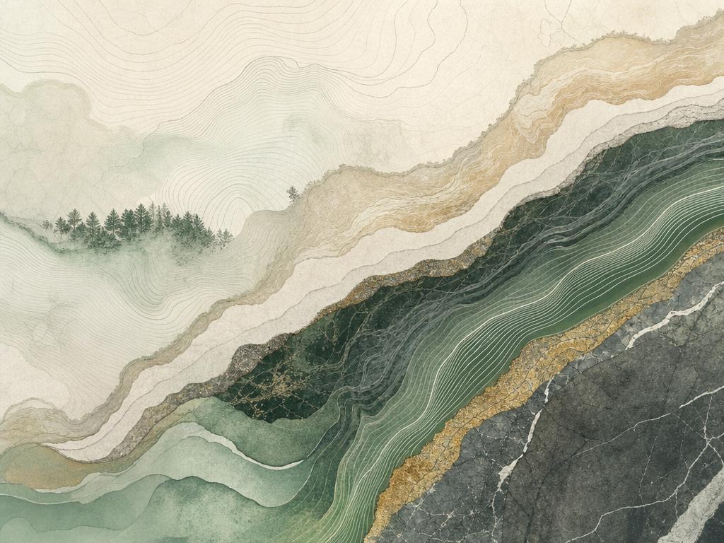 Capas topográficas y geológicas en tonos verdes